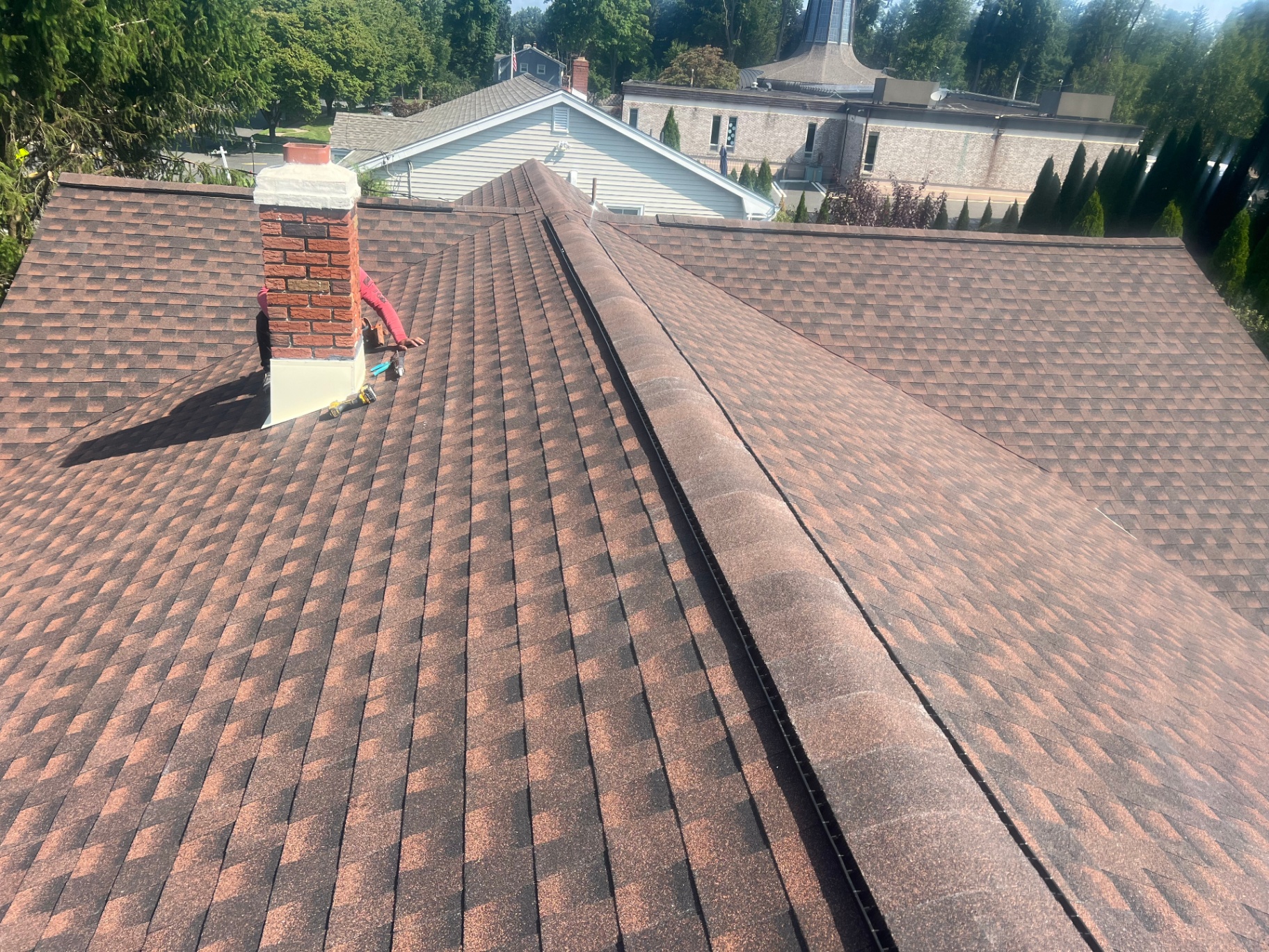 Finished Roof shingles close up