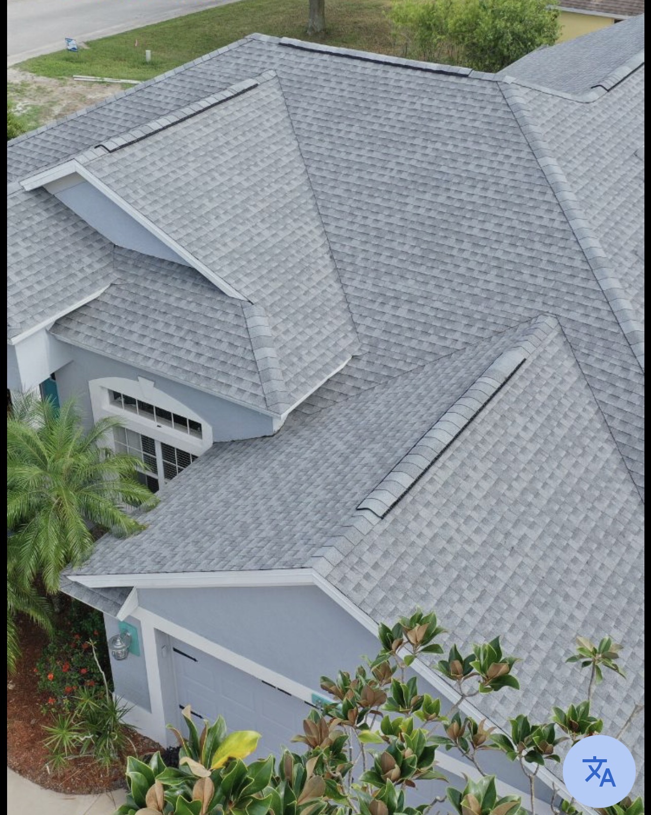 Finished roof shingling exterior
