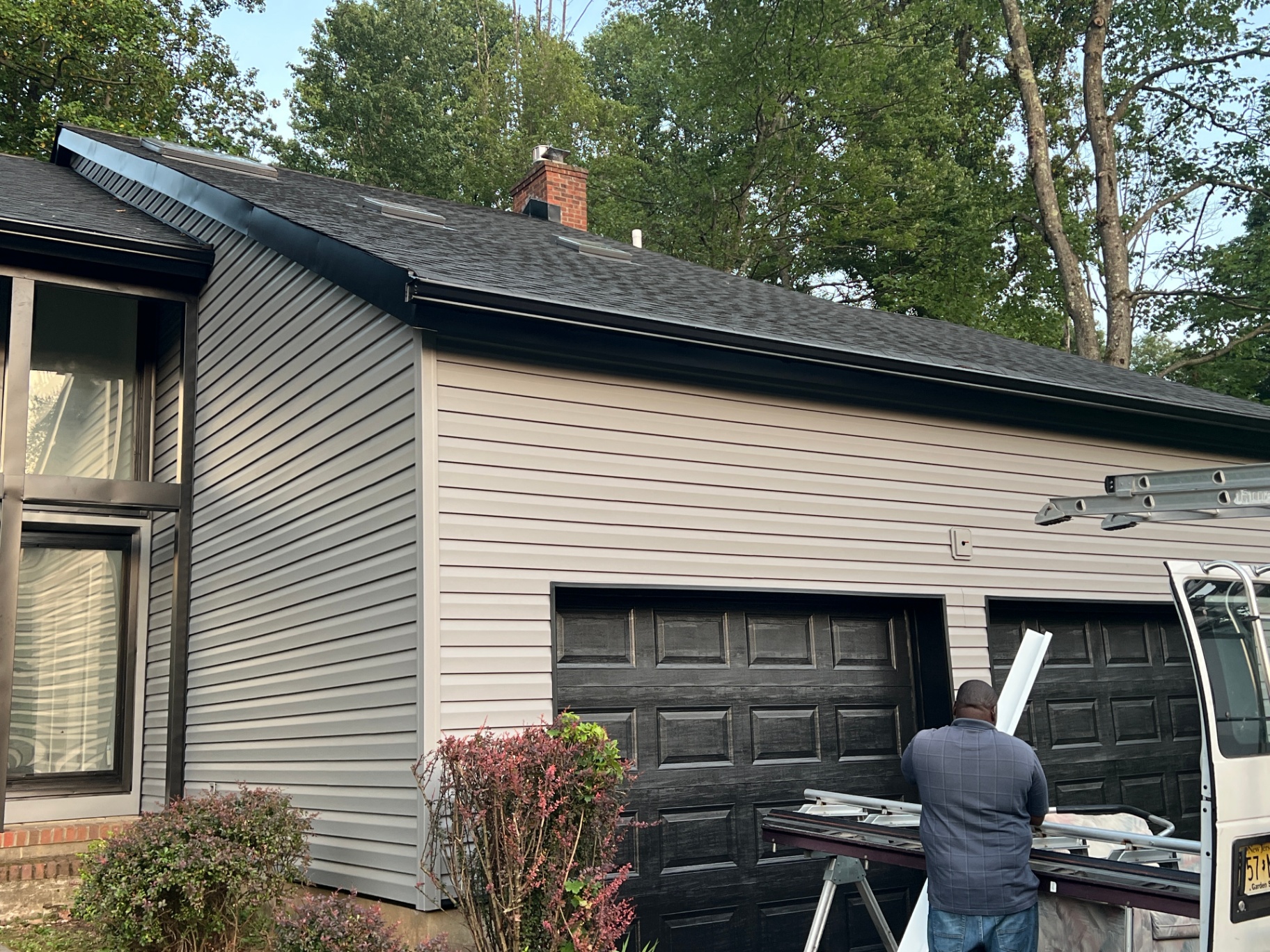 Siding replacement installation work in progress
